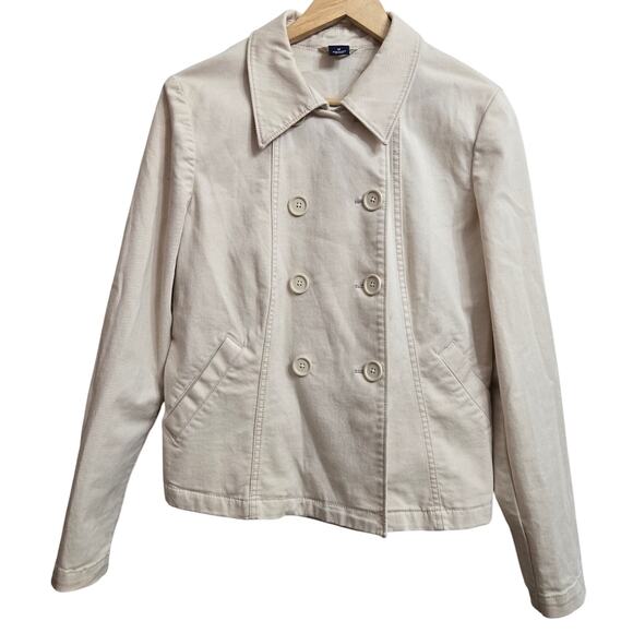 GAP Women Vintage Y2K Classic Preppy Fisherman Double Breasted Peacoat Khaki 12 - Picture 1 of 11